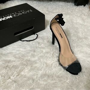 Fashion Nova Black and Clear Heels